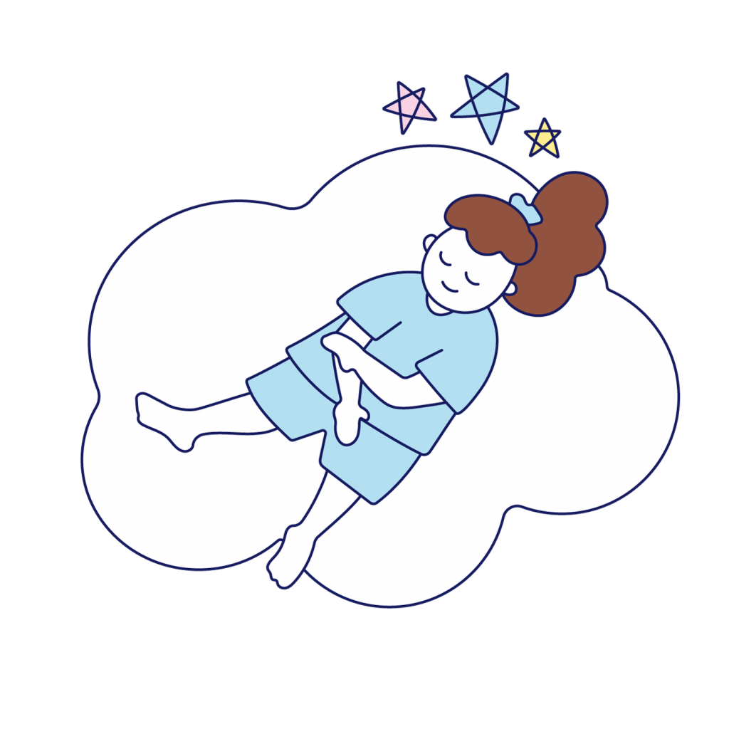 雲の上で眠る女の子のイラスト
