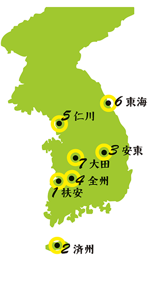 「食」で巡る韓国地方旅の地図