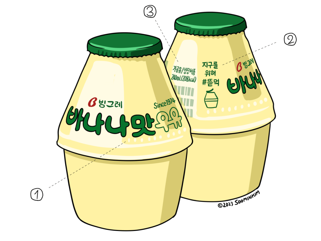 군것질로 한국어 배우기 바나나맛 우유