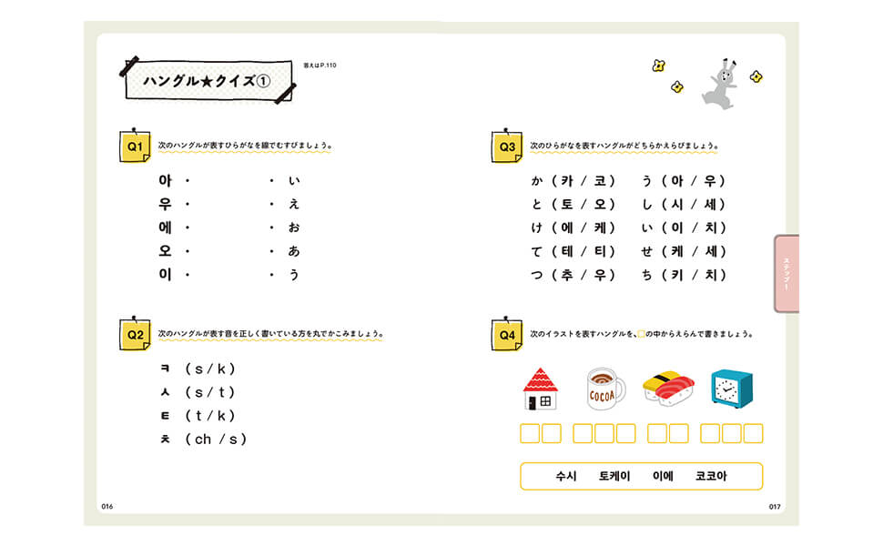 『小学生のための韓国語』内容の一部