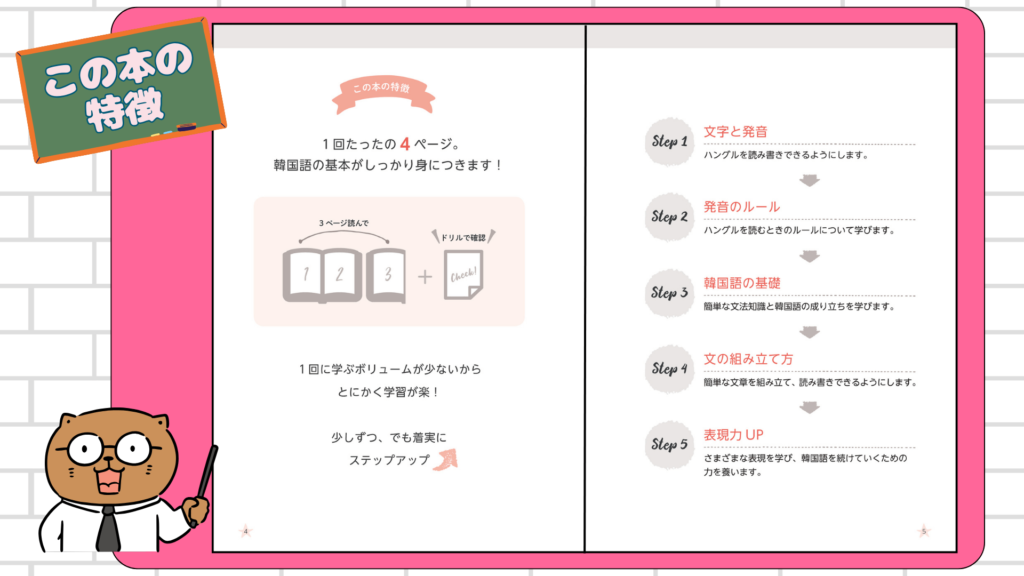 1日たったの4ページ！やさしい基礎韓国語