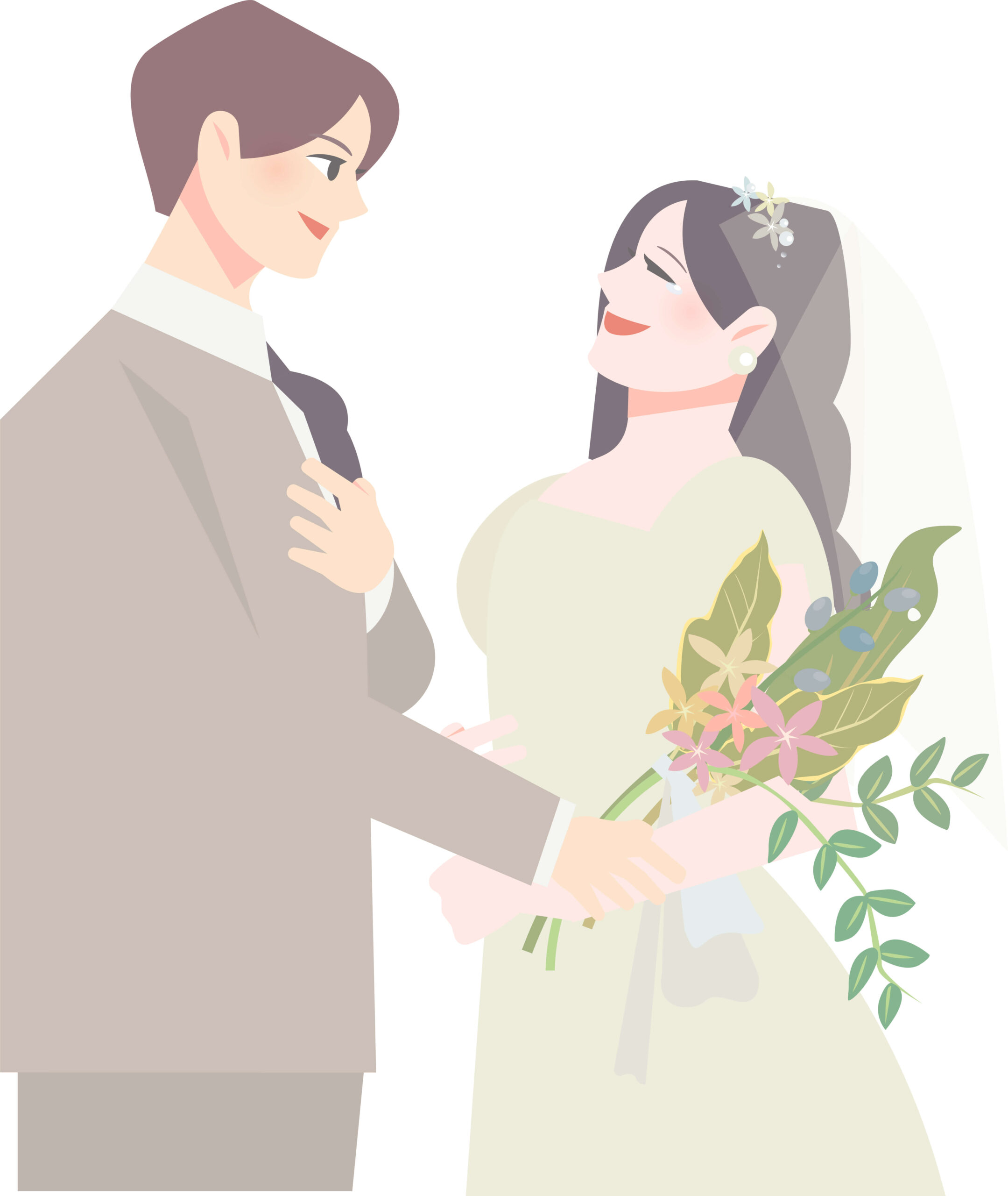 結婚式を挙げる男女のイラスト