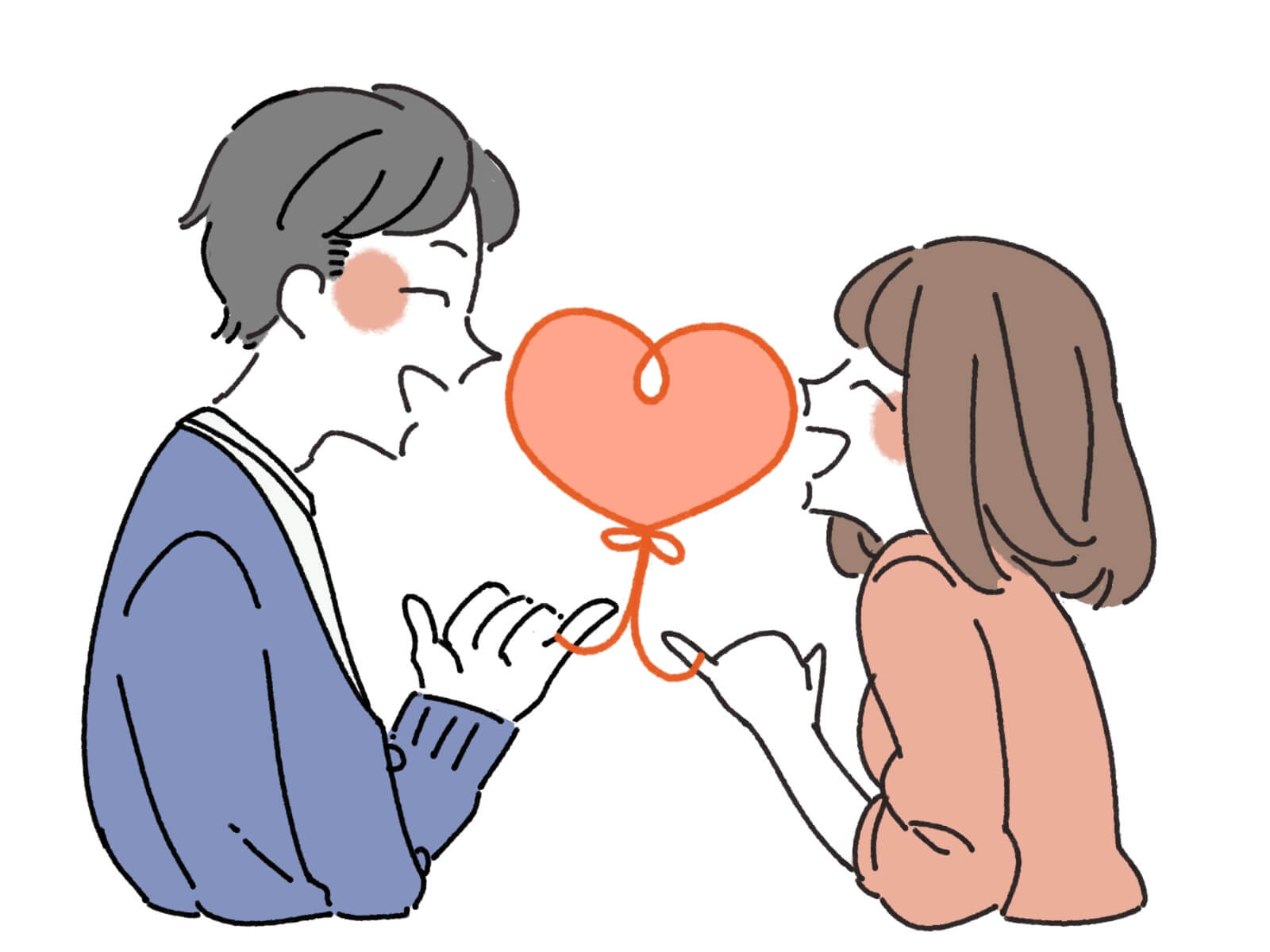 仲の良い若い夫婦のイラスト